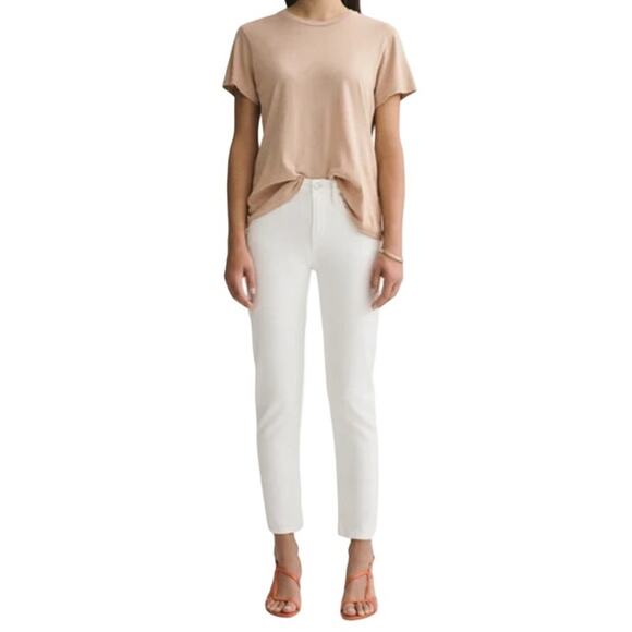 Agolde Toni Mid Rise Distressed Straight Ankle Jeans Glowing White Women 27 - Picture 1 of 8